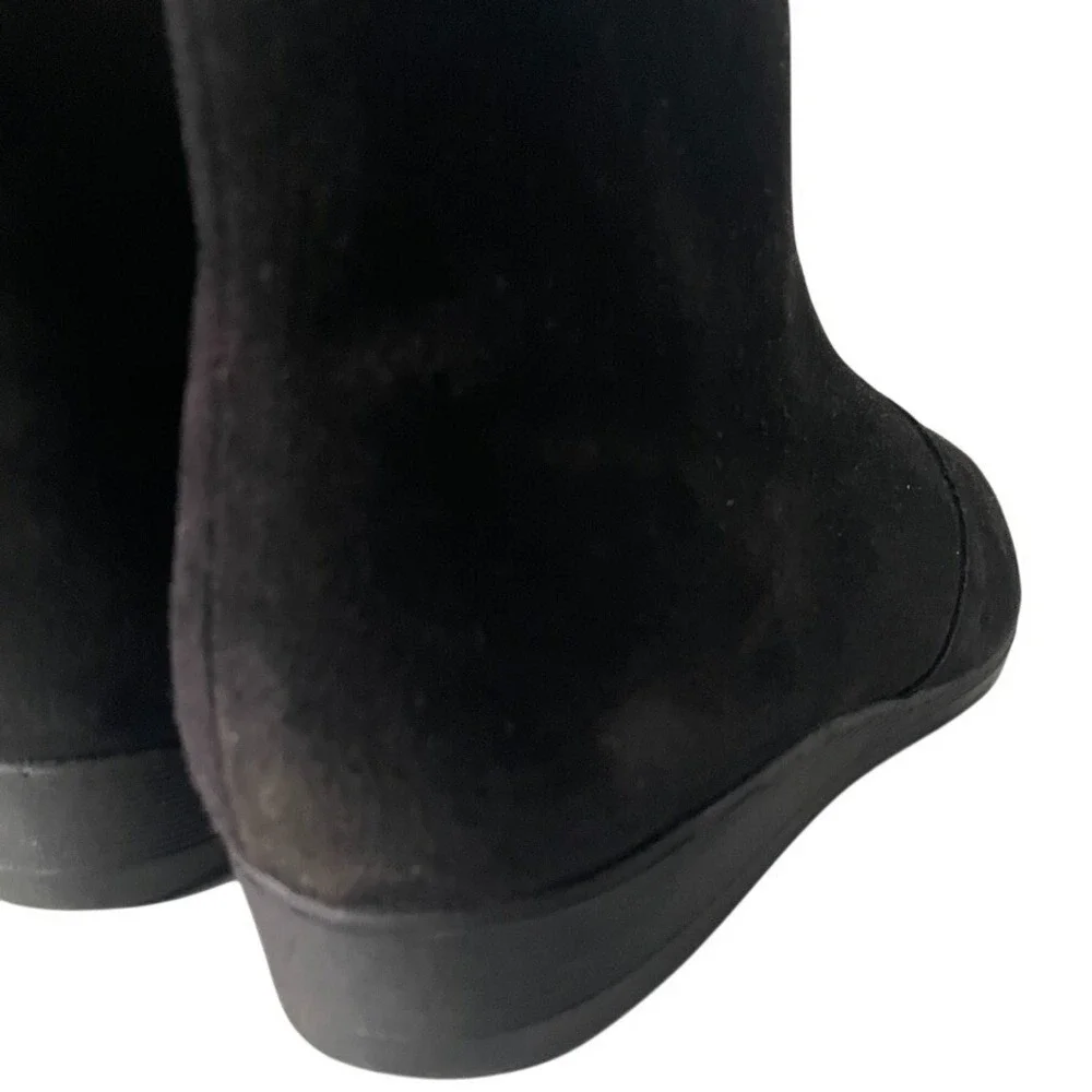 Airstep Women's Black Faux Suede Shearling Lined Wedge Ankle Zip Boots Size 9.5W